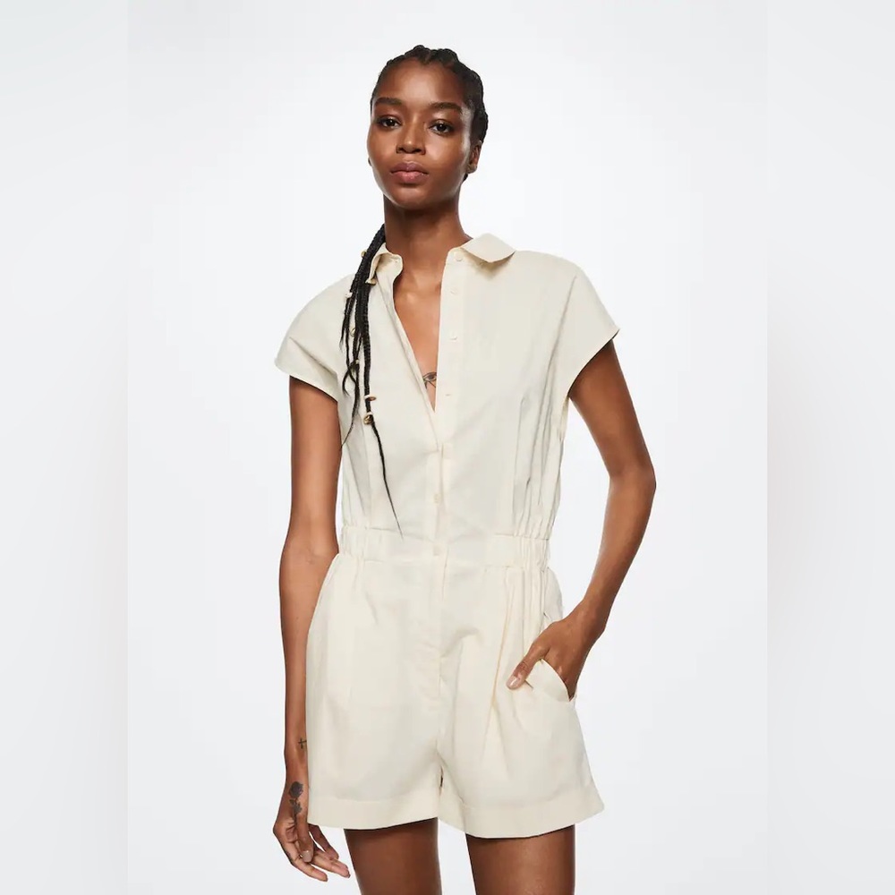 Mango Beige Utility Romper